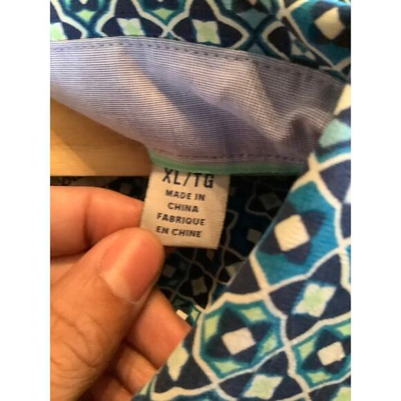 Tommy Bahamas Men's Blue Washable 100% Silk Geometric Button up Shirt Sz XL - Picture 5 of 5